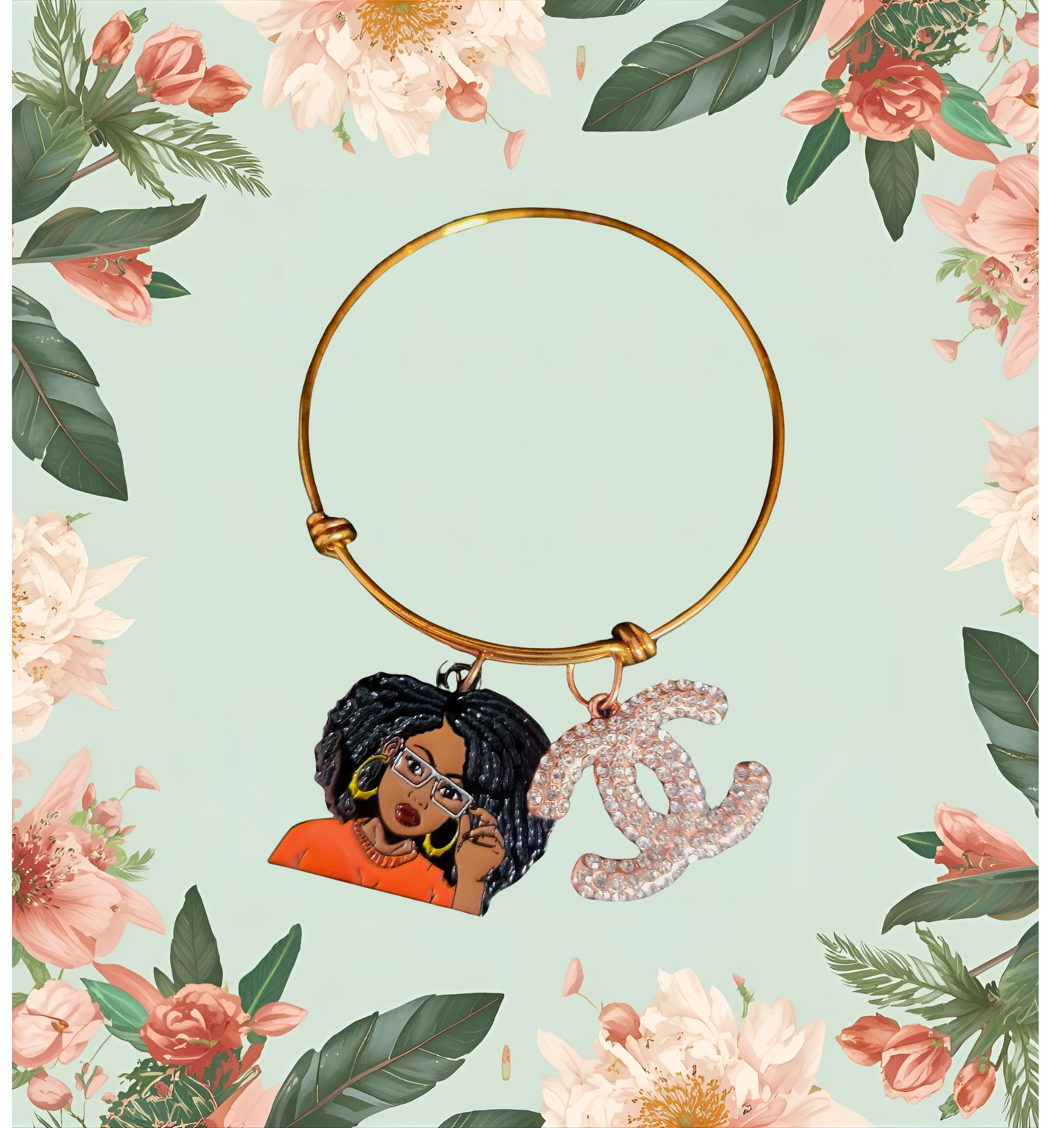 Golden Beauty Charm Bangle