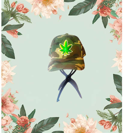 Camo Marijuana Leaf Embroidered Snapback