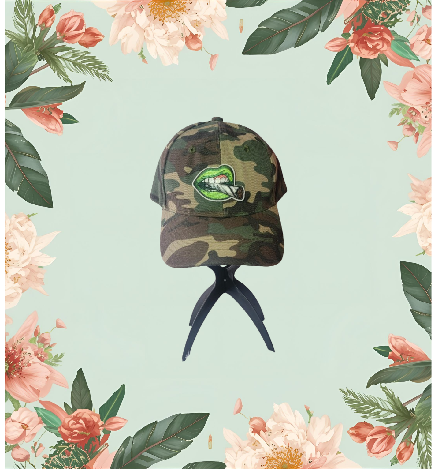 Camo Marijuana Leaf Embroidered Snapback