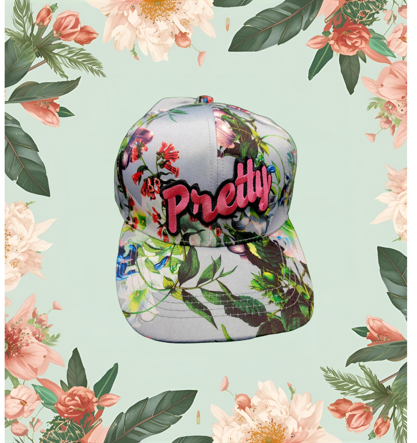 Sophisticated Floral Accent Cap – 'Pretty'