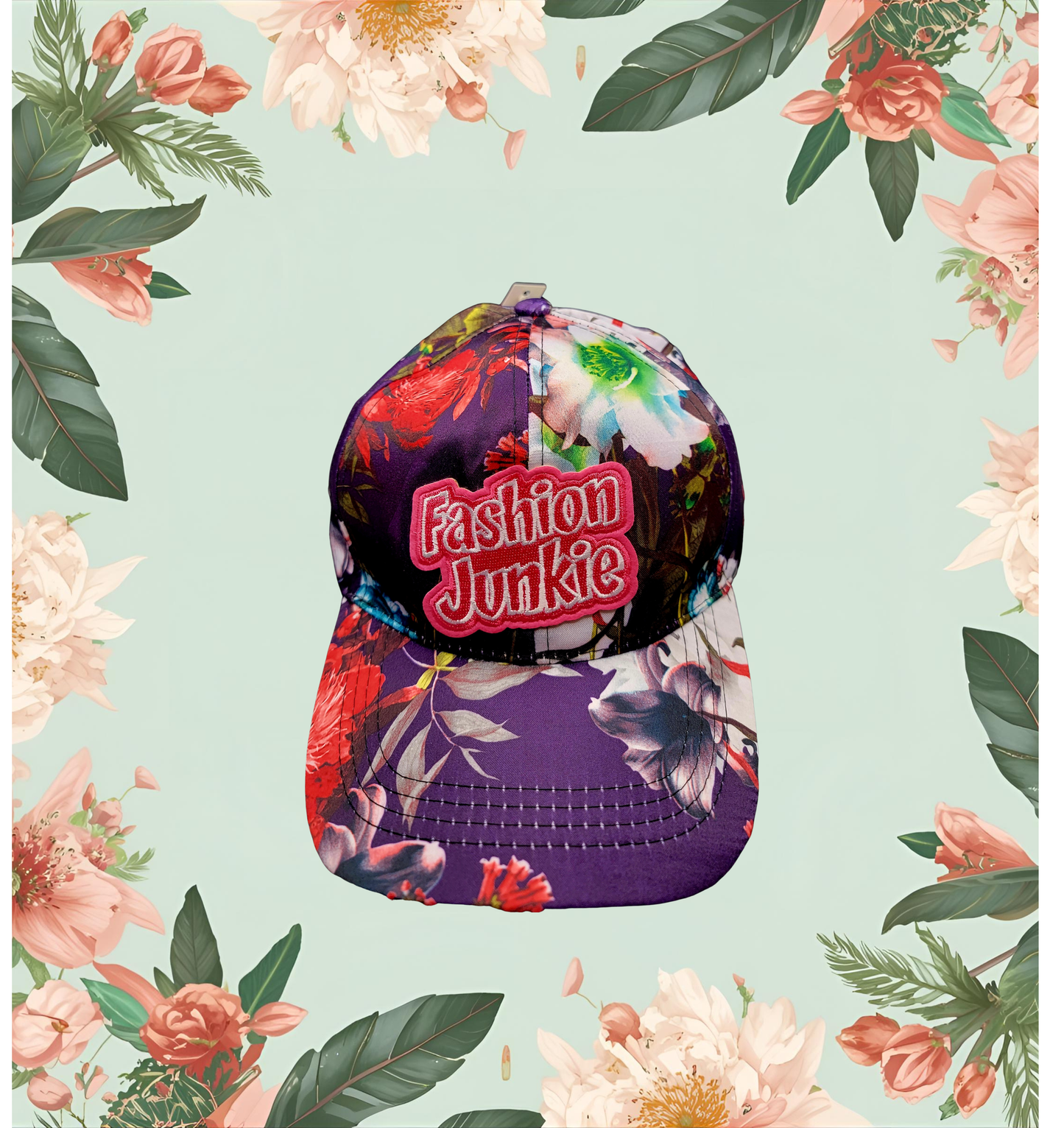 Floral "Fashion Junkie" Statement Cap